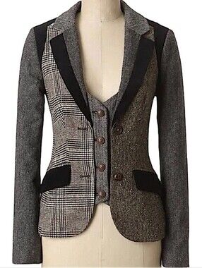 Anthropologie Cartonnier Alma Mater Patchwork Blazer